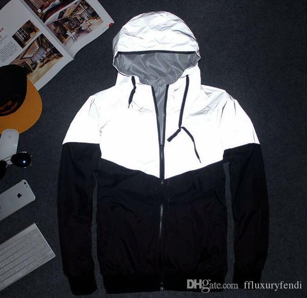 

мужчины 3m reflective конструктора куртки весна осень ветровка куртка с капюшоном спорта hiphop пальто, Black;brown