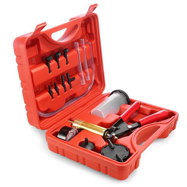 

2 in 1 brake fluid bleeder tools vacuum pistol pump tester kit hand held diy aluminum pump body pressure gauge repair tool kits