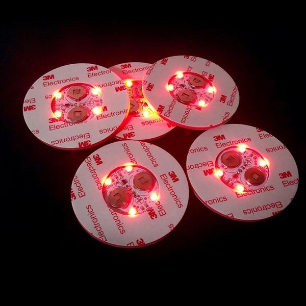 Süper Parlak Beyaz Işık Mini LED Şişe Sticker Kupası Coaster Işık Düğün Parti Barlar için Gece Kulüpleri Parti Rastgele Renk