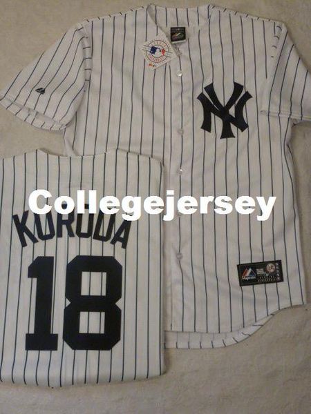 

custom ny #18 hiroki kuroda "w/name" sewn shirt jersey new mens stitched jerseys big and tall size xs-6xl for sale, Blue;black