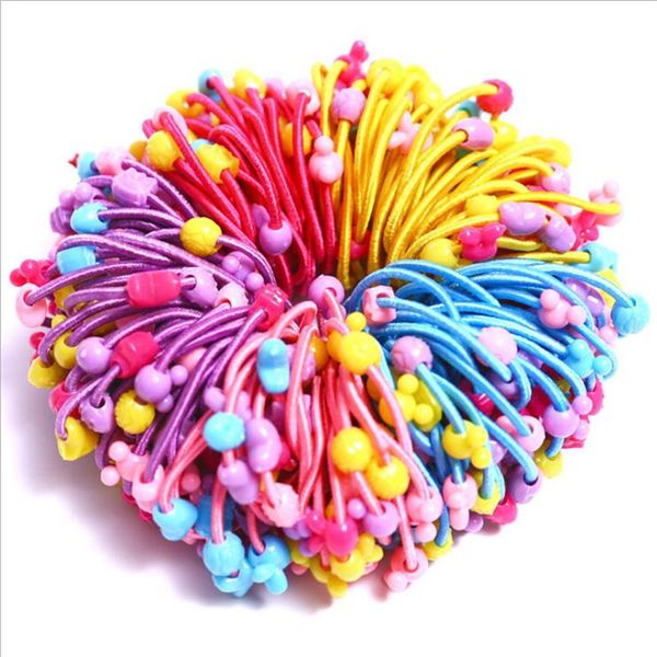 

50pcs/lot fashion girls hair accessories bow elastic hair bands candy color hoop rope scrunchy flower rubber band cute headdress, Slivery;white