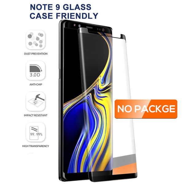 

case friendly small version for samsung galaxy note 10 9 8 s9 s8 plus s7 s6 edge tempered glass 3d curve edge screen protector no package