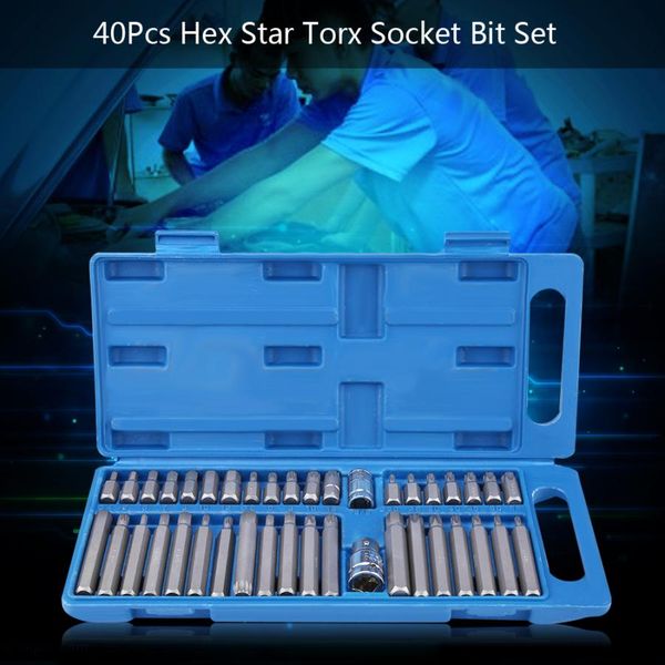 

star bit socket 40pcs hex star socket bit set tool kit 1/2inch 3/8inch drive