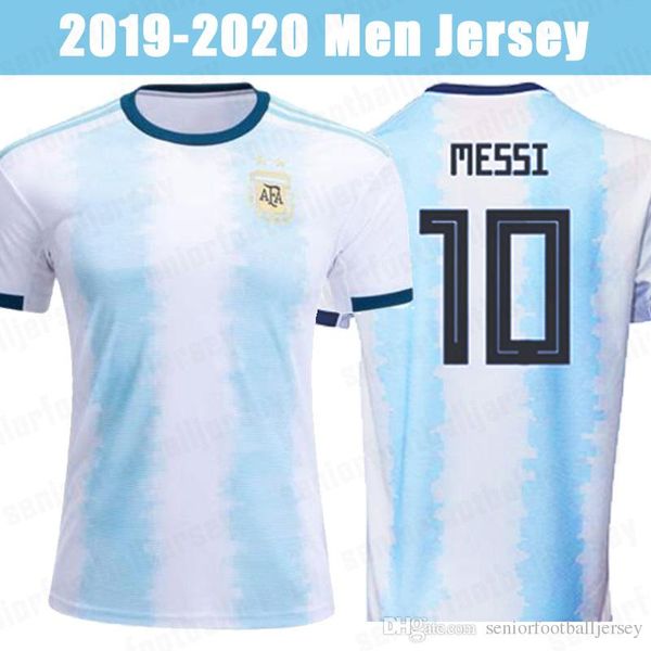 

19 20 Argentina 10 MESSI Soccer Jerseys 9 AGUERO DYBALA 22 LAUTARO DI MARIA Home 2019 national team Men Football Shirts Uniforms