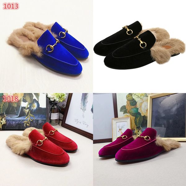 

europe station wool leather flat-heeled metal horse buckle mao mao bag shoes joker velvet lefu mueller shoes for men and women, Black