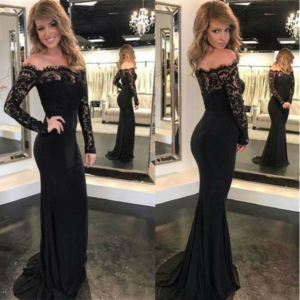 

autumn women off the shoulder snash neck long sleeve lace slim dress wedding bridesmaid long party ball prom gown cocktail dress, Black;gray