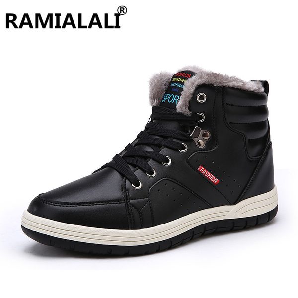 

men boots winter with fur warm snow boots men shoes footwear fashion male rubber winter ankle big size 39-48, Black