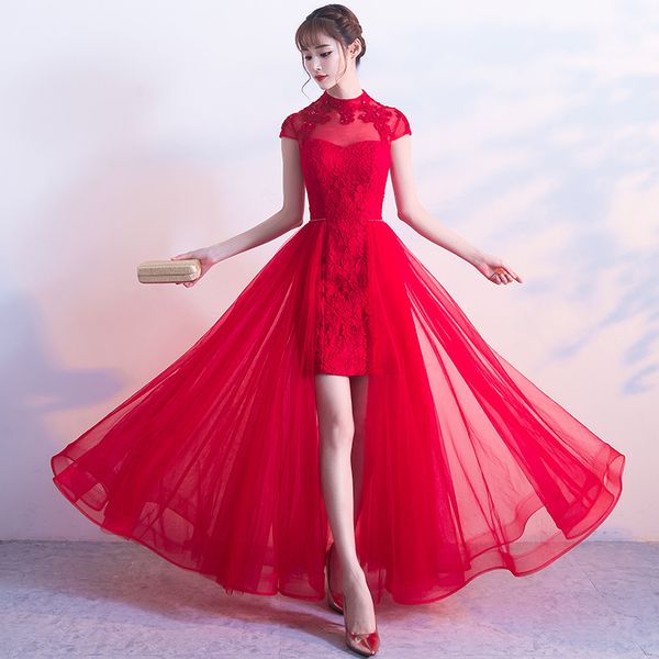 

red traditional wedding bride cheongsam dress modern chinese qipao dresses robe mariee traditionnel chinois oriental collars