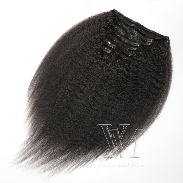 

vmae перуанских бразильские необработанные клип ins natural color 120г 140г 160г kinky straight клип в remy девственницы человеческих волос, Black;brown