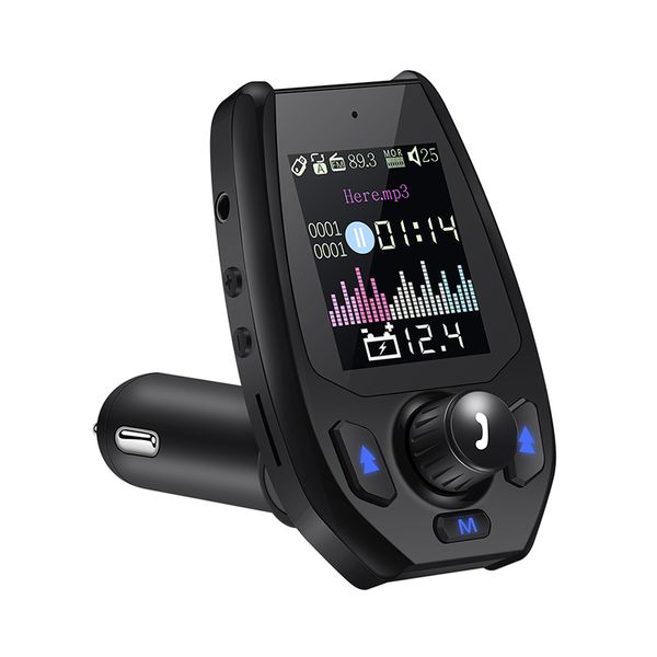 

bluetooth 5.0 5v3.1a fm transmitter bluetooth adapter battery voltage double usb charger with voice prompts modulator new 2019