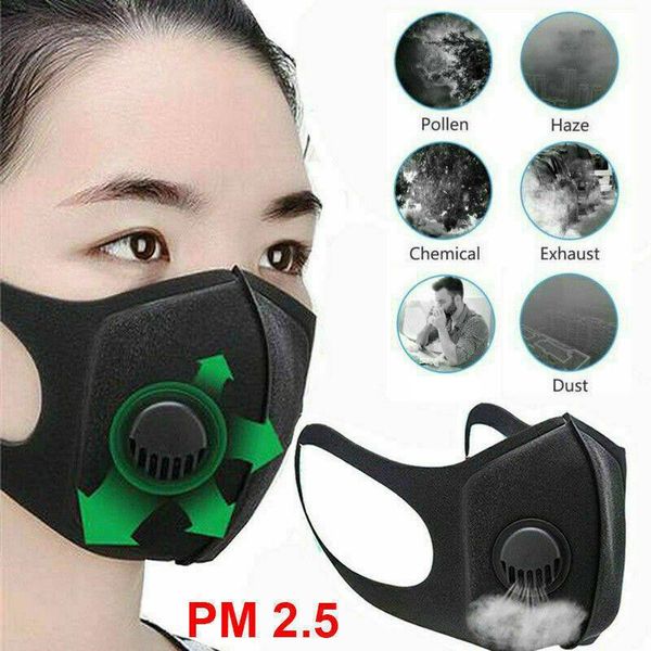 

1pc sponge face mask filter pm2.5 air pollution anti dust and nose protection reusable with breathing valve mouth face mask man woman