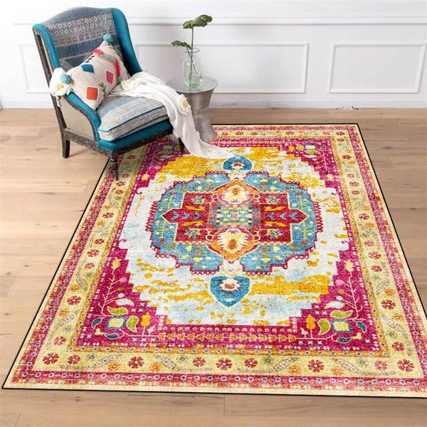 

carpets rose red yellow blue geometric printed vintage carpet ethnic persian style rug for bedroom bathroom doormat washable