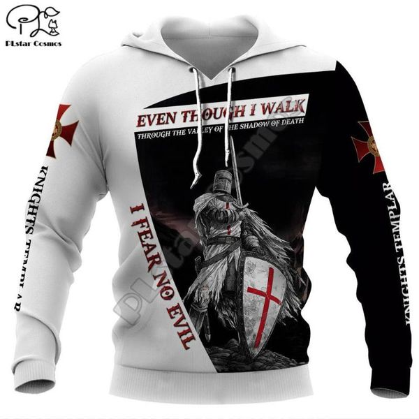 

new men knights templar print 3d hoodies funny soldier sweatshirt zipper jacket streetwear casual tracksuit pullover hood, Black