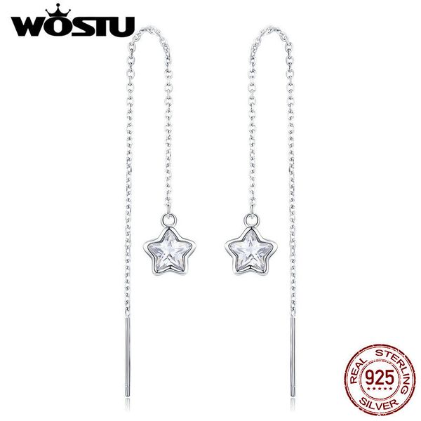

wostu 2019 new 100% 925 sterling silver star waiting drop earrings for women birthday party elegant original jewelry gift cqe470