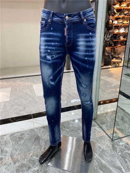 

mens designer jeans pattern fashion side stripe jeans slim jeans skinny spliced ripped stree denim pants, Blue