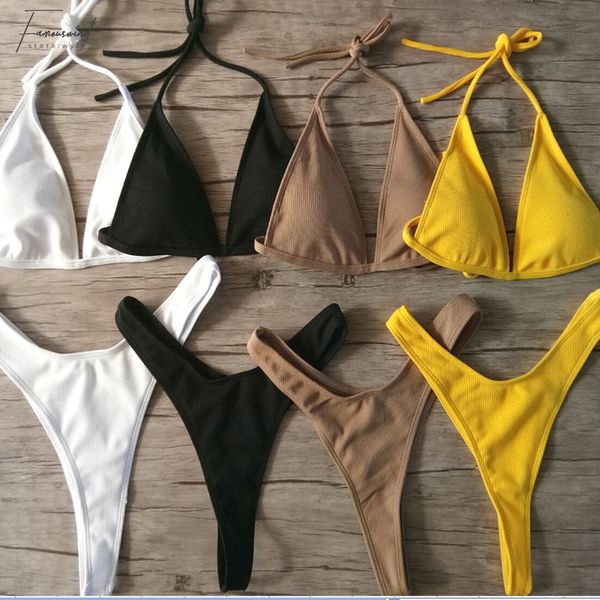 

brazilian girls suits bikini small cup high cut style beach biquini suits solid black white micro swim thong bikinis, White;black