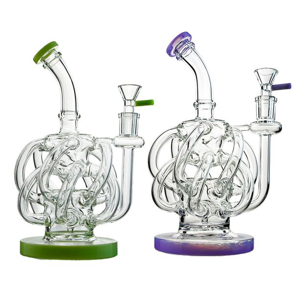 Glas Bongs Wasserpfeifen Super-Zyklon 12 Recycler Rohr Dab Rigs Recycler Bong Vortex Recycler 14mm Glas Rig For Smoking 8.7