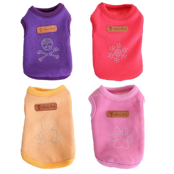 

dog vest rhinestone skull snowflake pet dogs clothes cat t shirt small chihuahua cotton costume xxs,xs doggystyle 4 colors