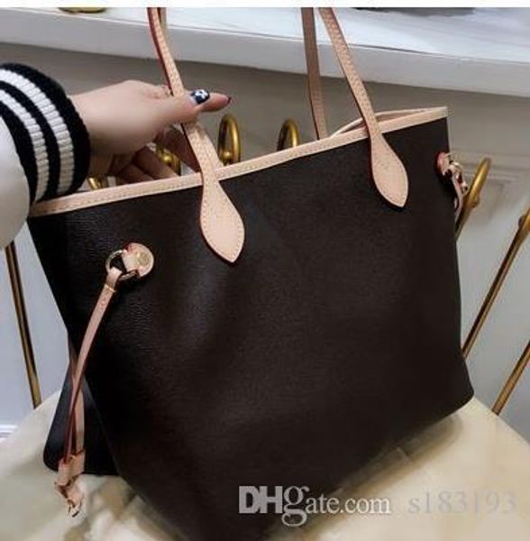 

genuine leather 2pcs/set classic handbag designer messenger leather woman handbag lady tote hand bag shoulder bags give away wallet