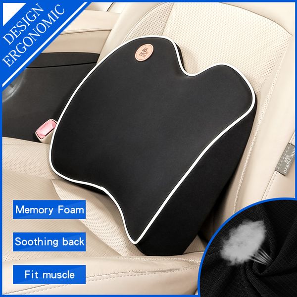 

car back support lumbar pillow for seat support waist cushion memory foam cotton mesh office chair in auto travel massagers home