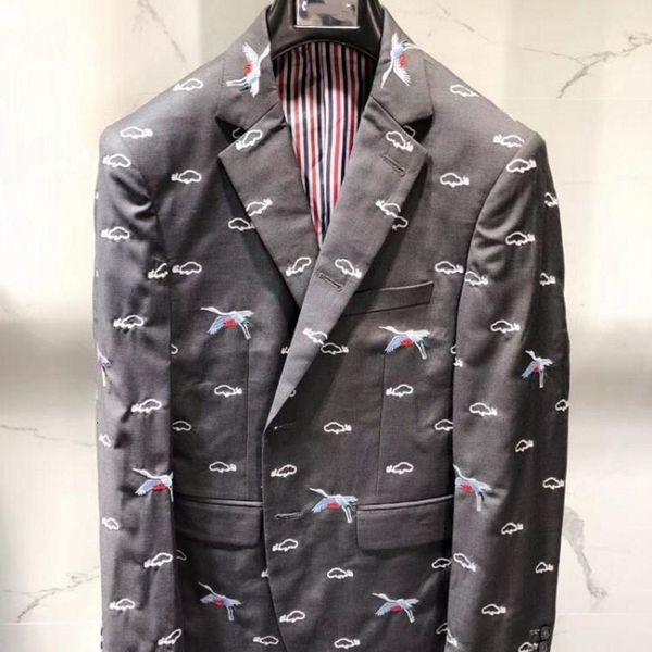 

heavy work new whole body embroidery mens blazer two piece fashion slim fit smart casual social evening party dress suit, White;black