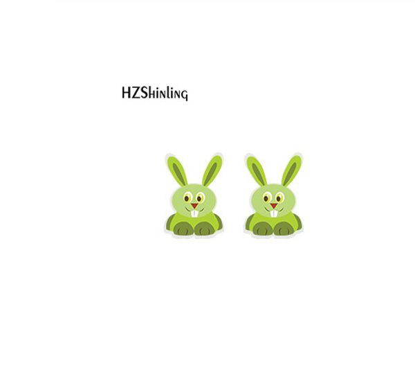 

new arrival fashion shrinky dinks stainless steel cute rabbits sweet summer accessories resin earrings acrylic stud earring, Golden;silver