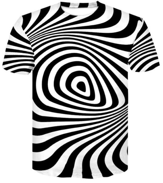 Top design barato Casual solta impressa t-shirt dos homens roupas de verão nova vertigem estereograma Abstract Imprimir manga curta T-shirt Vestuário Desporto