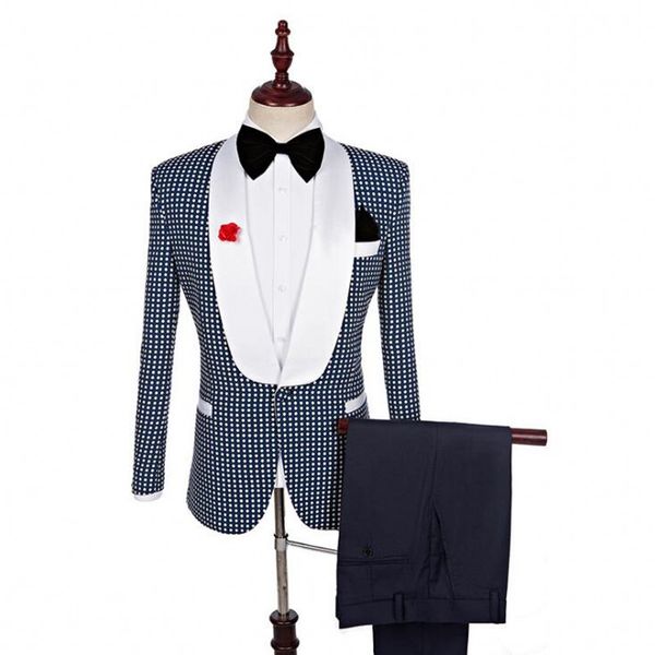 

2019 wedding tuxedos one button white notched lapel slim fit men prom suit groom suits bridegroom (jacket+pants+bow), Black;gray