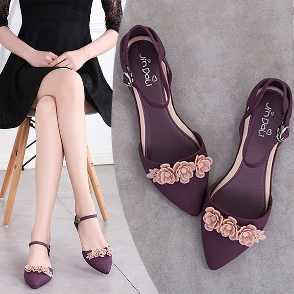 

sandals 2021 summer jelly beach shoes sand soft non-slip flat heel pointy toe women flats with bowknot, Black