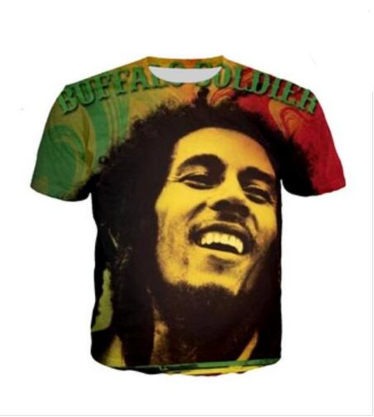 

summer style men/women short sleeve t-shirt bob marley 3d digital print t-shirts for tees shirts loose casual tees, White;black
