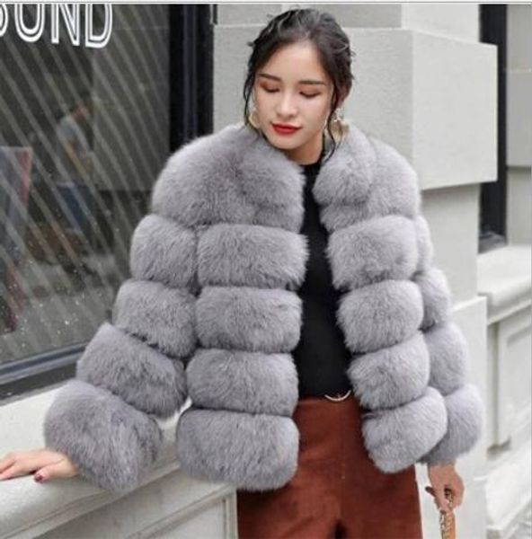 

new womens winter autum stand collar fake fur jackets fur gilet fourrure long sleeves thick warm female faux coat k1148, Black
