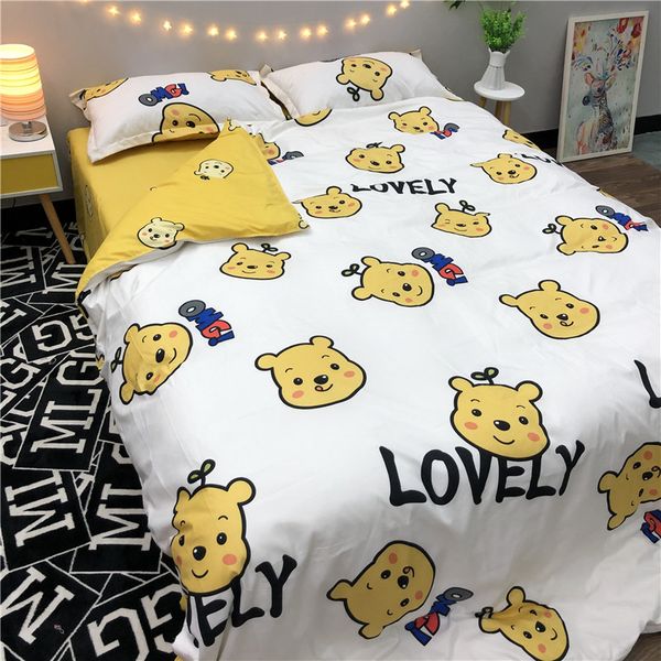 

skin-friendly cartoon-style bear 1.5 m 1.8 cute bed sheet quilt two-piece set 3 simple 1.2m0. 9 sheets one-piece