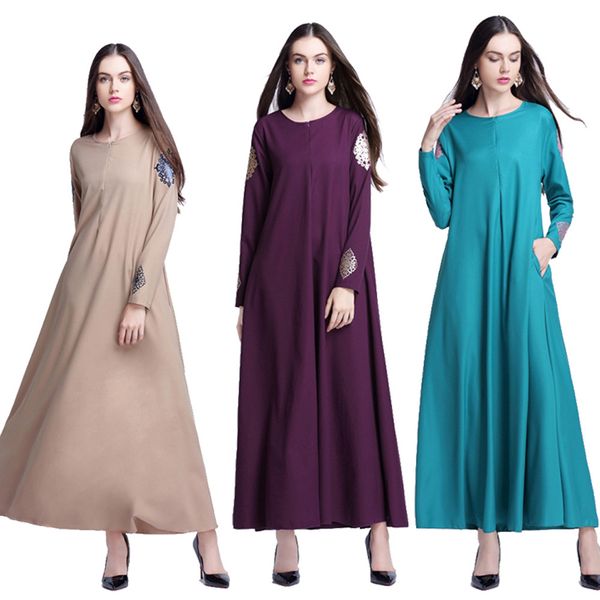 

muqgew muslim abaya muslim women islamic tunic pure color print clothing plus size middle east long dress kaftan vestidos arabes, Red