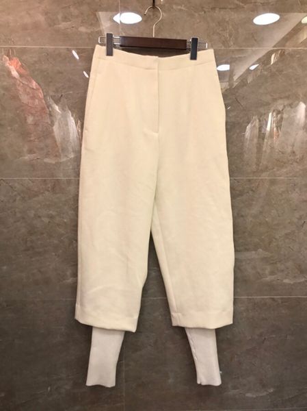 

the new autumn and winter 2019 women's wild stitching fake two knitted slacks 1207, Black;white