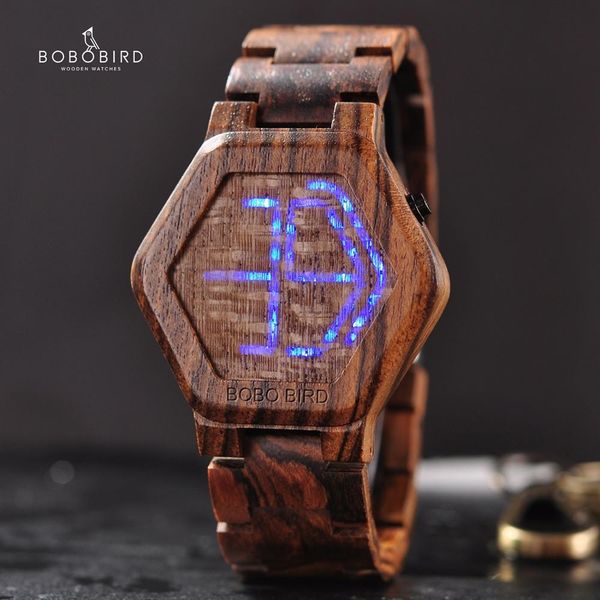 

relogio digital bobo bird led men watch wood wristwatch night vision calendar quartz watches custom minimal time display dropshi, Slivery;brown