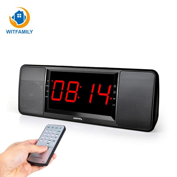 

large screen remote wireless bluetooth alarm clock led digital alarm clock luminous with fm radio double mode
