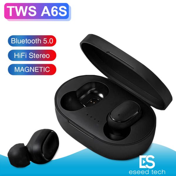 Auricolare Bluetooth TWS A6S Cuffie Bluetooth 5.0 Auricolari wireless Vita Auricolare Bluetooth impermeabile con microfono per tutti gli smartphone