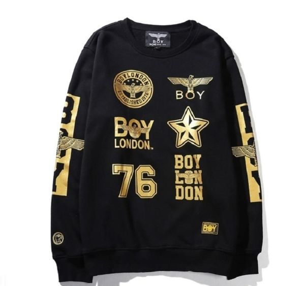 

real hawk boy london gold font hip-hop dance rap rock street by fashion cotton hooded sweatshirt with the boy lable, Black