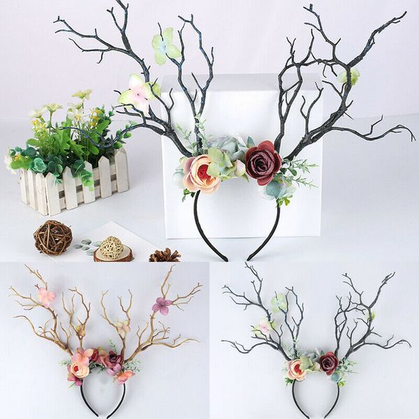 

new christmas forest branch headband gothic deer flower hair band party cosplay head dress tree branch headband