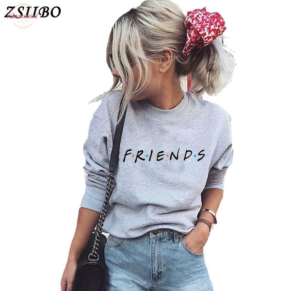 

friends letter print harajuku winter women t shirt knitted long sleeve o neck sweater pullover shirt pullovers, White
