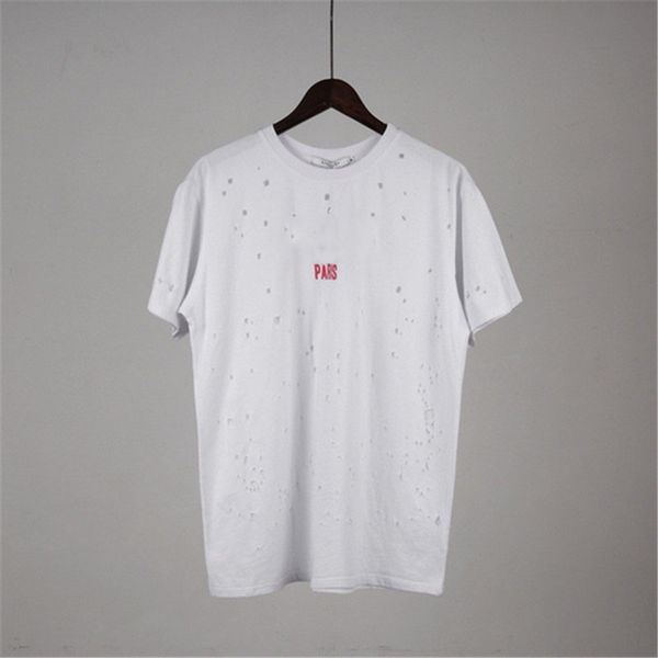 

summer mens tshirt printing shirts 2020 mens and women short sleeve hole shirt copy letter printed crew neck tees s-2xl, White;black