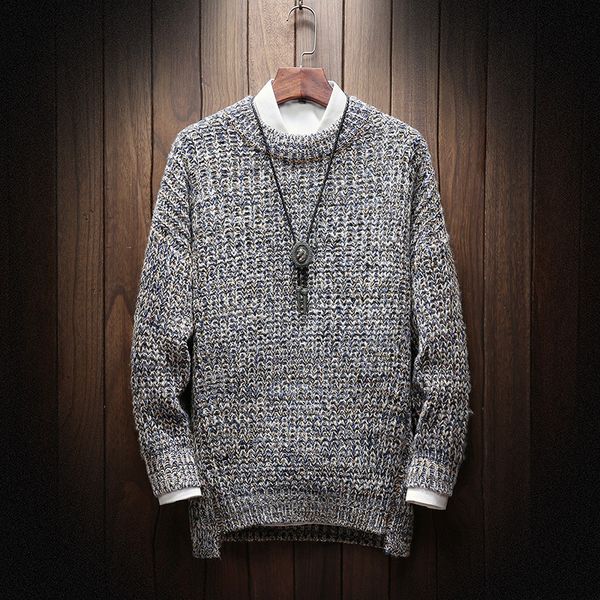 

autumn winter mens casual knitted fashion solid o-neck long sleeve sweater streetwear slim fit male plus size, White;black