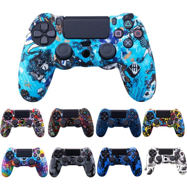 Çok Renkler Silikon Camo Koruyucu Cilt Kılıf Sony Dualshock 4 PS4 DS4 Pro Slim Denetleyici Başparmak Sapları Joystick Caps