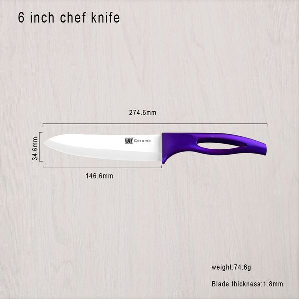

3, 4, 5, 6 дюймов керамический набор ножей + держатель ножа + овощечистка лучшие инструменты для приготовления пищи белое лезвие фиолетовая