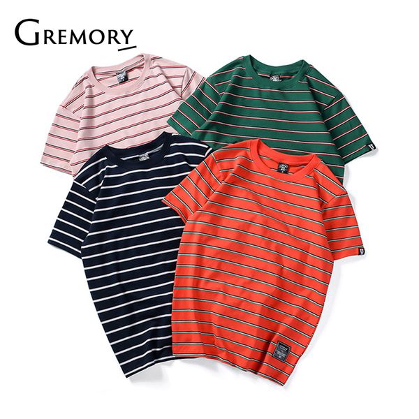 

harajuku stripe t shirt 2018 men casual t-shirt short sleeve summer hip hop tshirt streetwear casual tees black white sa-8, White;black