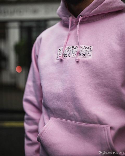 

19fw бандана box logo толстовка с капюшоном мужчины женщины вышивки logo толстовки моды hip hop highstreet outwear 8 цветов s-xl 6843, Black