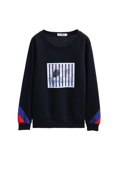 

thin sweatshirt for women spring autumn pullover long sleeve drilling t-shirt fashion casual girl, Black