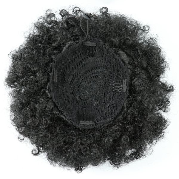 

high puff afro ponytail короткие кудрявые курчавые хвостики wrap updo bun наращивание волос с помощью зажимов 10inches синтетические шиньоны, Black;brown