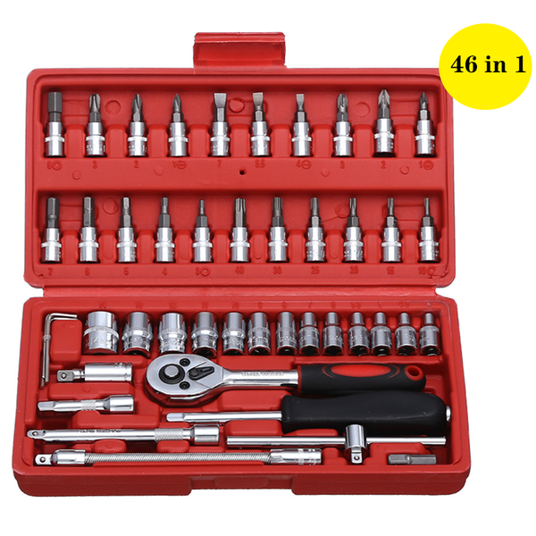 

46 in 1 hand tool set wrench set screwdriver kit car bicycle motorbike repair tools socket spanner screwdriver socket