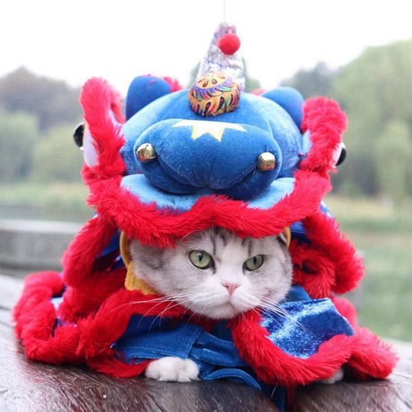 

new funny dog clothes new year's pet chinese costume dragon dance lion dog party dress up festive lucky cat dog clothes